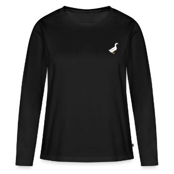 Gans - Frauen Premium Bio Langarmshirt - Schwarz - Vorne - Julia (174cm)