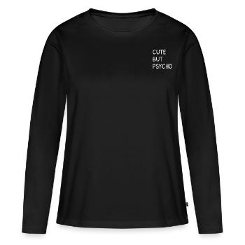 Mignon mais psycho blanc - T-shirt manches longues Premium bio Femme - noir - Devant - Julia (174cm)