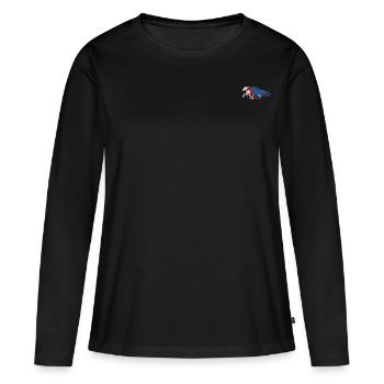 Isländer DREI FARBEN - Frauen Premium Bio Langarmshirt - Schwarz - Vorne - Julia (174cm)