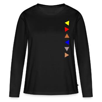 Bande ornementale triangulaire - T-shirt manches longues Premium bio Femme - noir - Devant - Julia (174cm)