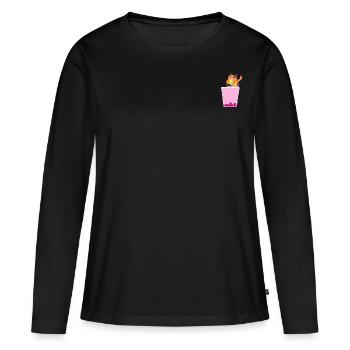 Bubble tea cat - Women's Premium Organic Long Sleeve Shirt - black - Front - Julia (174cm)