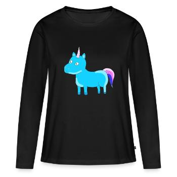 Einhorn Unicorn Himmelblau Geschenk Idee Schweif - Frauen Premium Bio Langarmshirt - Schwarz - Vorne - Julia (174cm)