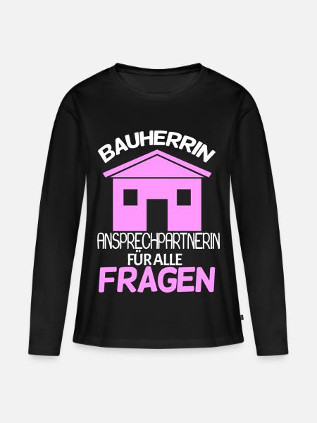 Bauherrin - Frauen Premium Bio Langarmshirt - Schwarz