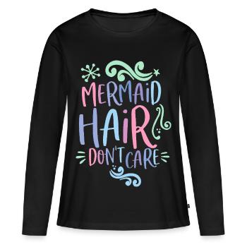 Les cheveux de sirène se fichent des couleurs pastel rétro des années 80 - T-shirt manches longues Premium bio Femme - noir - Devant - Julia (174cm)