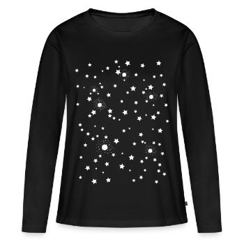 Étoiles spatiales du ciel étoilé - T-shirt manches longues Premium bio Femme - noir - Devant - Julia (174cm)