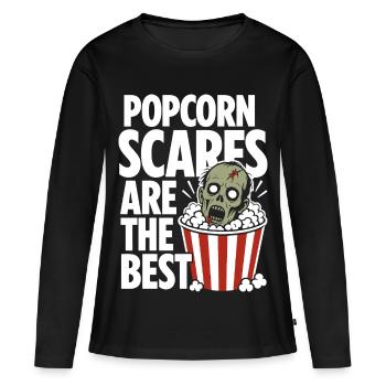 Le popcorn effraie le design d’horreur - T-shirt manches longues Premium bio Femme - noir - Devant - Julia (174cm)