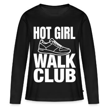 Hot Girl Walk Club with Sneakers - Women's Premium Organic Long Sleeve Shirt - black - Front - Julia (174cm)