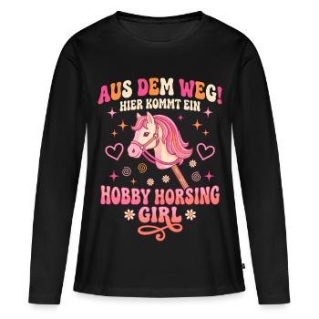 Hobby Horsing Girl Aus dem Weg Steckenpferd - Frauen Premium Bio Langarmshirt - Schwarz - Vorne - Julia (174cm)