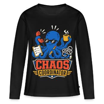 Coordinateur du Chaos Octopus - T-shirt manches longues Premium bio Femme - noir - Devant - Julia (174cm)