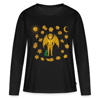 Petit Démon Vampire Édition d’Été Soleil et Lune - T-shirt manches longues Premium bio Femme - noir - Devant - Julia (174cm)