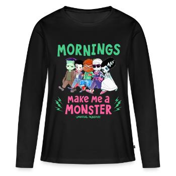 Universal Monsters Mornings Make Me A Monster - Women's Premium Organic Long Sleeve Shirt - black - Front - Julia (174cm)