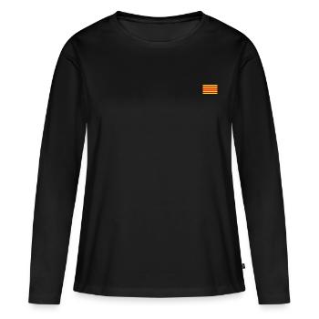 Senyera - Catalogne - T-shirt manches longues Premium bio Femme - noir - Devant - Julia (174cm)