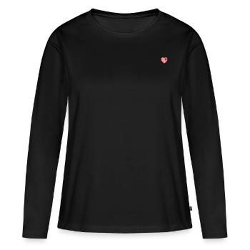 Heart & dog paw - Women's Premium Organic Long Sleeve Shirt - black - Front - Julia (174cm)