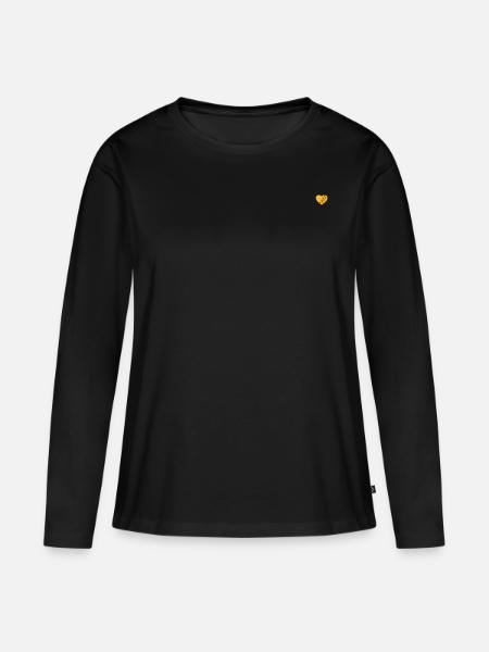 Herz mit Hundepfoten - Frauen Premium Bio Langarmshirt - Schwarz