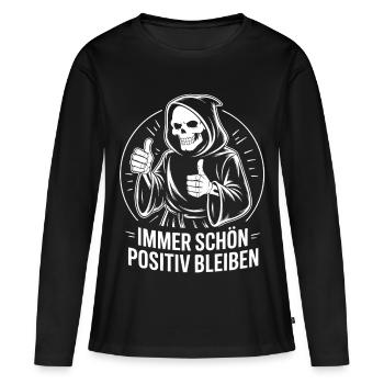 Immer schön positiv Skull Reaper Daumen hoch - Frauen Premium Bio Langarmshirt - Schwarz - Vorne - Julia (174cm)