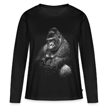 Gorilla - T-shirt manches longues Premium bio Femme - noir - Devant - Julia (174cm)
