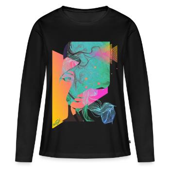 abstract face - Women's Premium Organic Long Sleeve Shirt - black - Front - Julia (174cm)