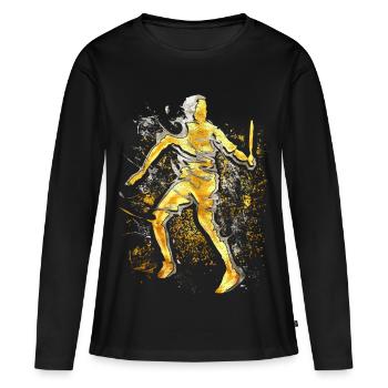 Badminton - Smash - Badminton Joueur - T-shirt manches longues Premium bio Femme - noir - Devant - Julia (174cm)