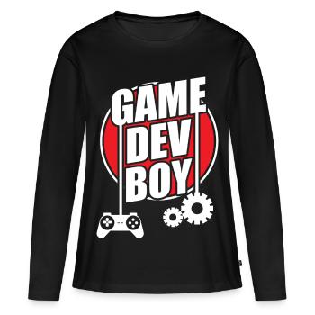 Développeur de jeu - T-shirt manches longues Premium bio Femme - noir - Devant - Julia (174cm)