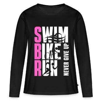 TRIATHLON MÄDCHEN WELLIG PINK - Frauen Premium Bio Langarmshirt - Schwarz - Vorne - Julia (174cm)
