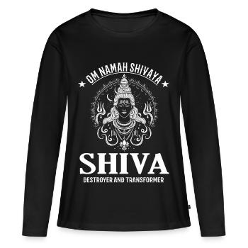 Shiva Design – Divinité puissante - T-shirt manches longues Premium bio Femme - noir - Devant - Julia (174cm)