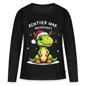 Le renne était en rupture de stock Drôle de dinosaure de Noël - T-shirt manches longues Premium bio Femme - noir - Devant - Julia (174cm)