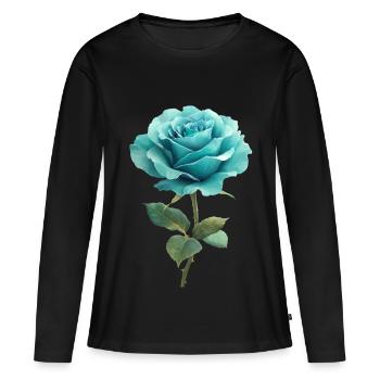 Bleu Turquoise Rose - T-shirt manches longues Premium bio Femme - noir - Devant - Julia (174cm)