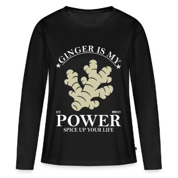 Le gingembre est mon design de pouvoir - T-shirt manches longues Premium bio Femme - noir - Devant - Julia (174cm)
