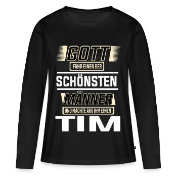 Tim le plus bel homme façonné par Dieu Design - T-shirt manches longues Premium bio Femme - noir - Devant - Julia (174cm)