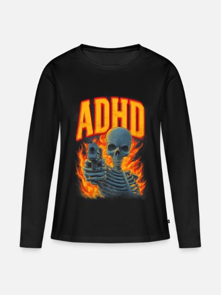 ADHD Skelett - Frauen Premium Bio Langarmshirt - Schwarz