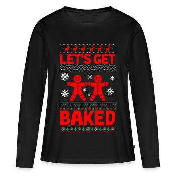 Bonhomme en pain d'épices | gingerbread man - T-shirt manches longues Premium bio Femme - noir - Devant - Julia (174cm)