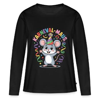 KARNEVALS MAUS - Frauen Premium Bio Langarmshirt - Schwarz - Vorne - Julia (174cm)