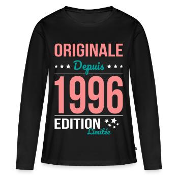 Original seit 1996 – 30-jähriges Jubiläum - Frauen Premium Bio Langarmshirt - Schwarz - Vorne - Julia (174cm)