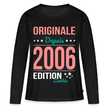 Original since 2006 – 20th anniversary - Women's Premium Organic Long Sleeve Shirt - black - Front - Julia (174cm)