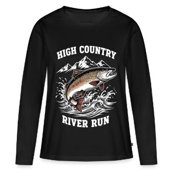 Pêche Rivière Haute Montagne Truite - T-shirt manches longues Premium bio Femme - noir - Devant - Julia (174cm)