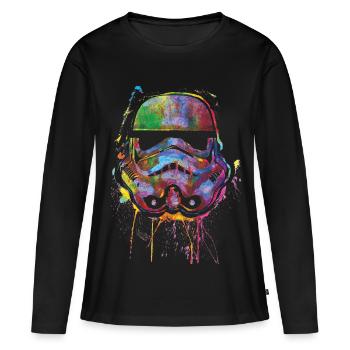 Star Wars Sturmtruppen Helm Painted Artsy Style - Frauen Premium Bio Langarmshirt - Schwarz - Vorne - Julia (174cm)