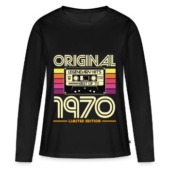 Original 1970 Retro Hits Cassette - T-shirt manches longues Premium bio Femme - noir - Devant - Julia (174cm)
