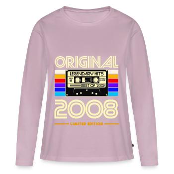 Original 2008 Limited Cassette Art - T-shirt manches longues Premium bio Femme - rose poudré - Devant - Julia (174cm)