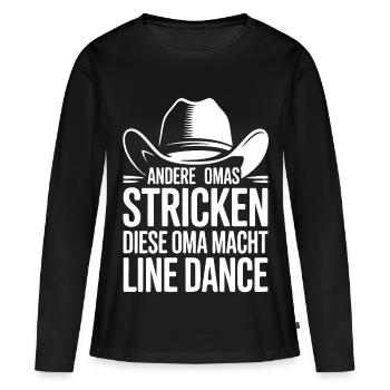 Omas Line Dance - Frauen Premium Bio Langarmshirt - Schwarz - Vorne - Julia (174cm)