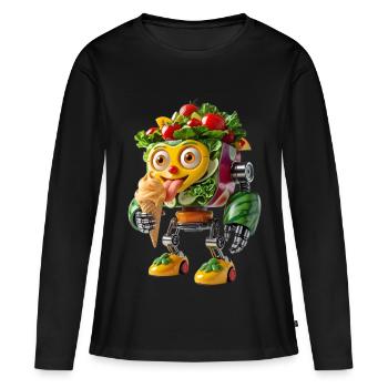 Veggie Robot Süßigkeits-Buddy - Frauen Premium Bio Langarmshirt - Schwarz - Vorne - Julia (174cm)