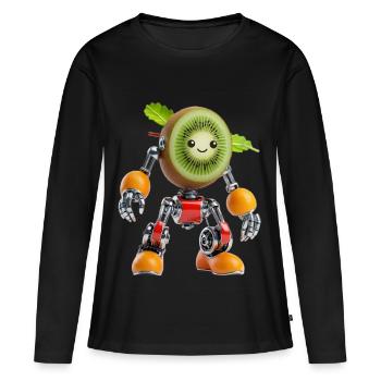 Robot Kiwi mignon : Cyborg synthétique organique - T-shirt manches longues Premium bio Femme - noir - Devant - Julia (174cm)