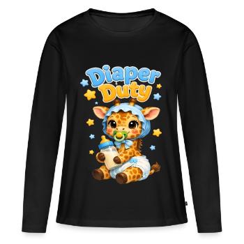 Bébé girafe de service couche - T-shirt manches longues Premium bio Femme - noir - Devant - Julia (174cm)