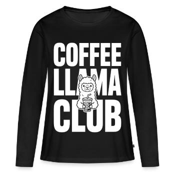 Coffee Llama Club – Iced Coffee - Women's Premium Organic Long Sleeve Shirt - black - Front - Julia (174cm)
