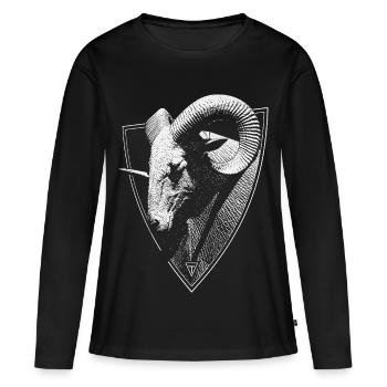 Widderkopf im Wappen - Frauen Premium Bio Langarmshirt - Schwarz - Vorne - Julia (174cm)