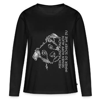 Hundeporträt mit lustigem Spruch - Frauen Premium Bio Langarmshirt - Schwarz - Vorne - Julia (174cm)