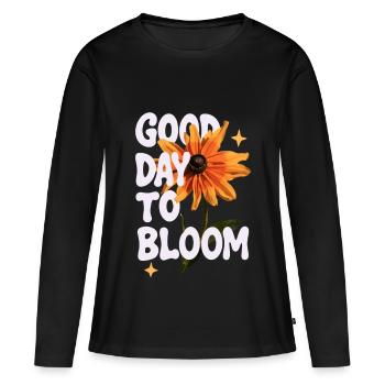 Bonne journée pour fleurir - T-shirt manches longues Premium bio Femme - noir - Devant - Julia (174cm)