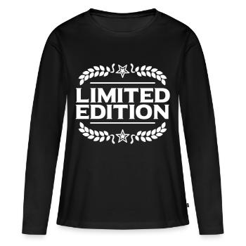 Limited Edition - T-shirt manches longues Premium bio Femme - noir - Devant - Julia (174cm)