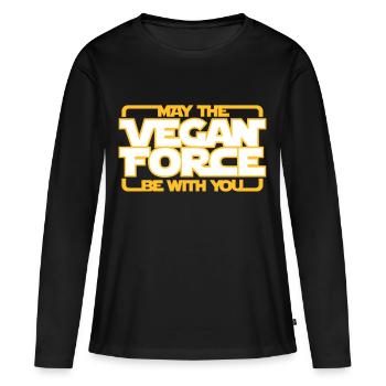 may the Vegan Force be with you - Vegan - Veganer - Frauen Premium Bio Langarmshirt - Schwarz - Vorne - Julia (174cm)
