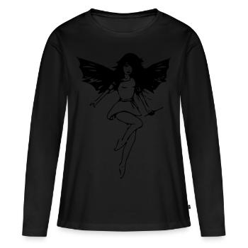 elfe - Frauen Premium Bio Langarmshirt - Schwarz - Vorne - Julia (174cm)