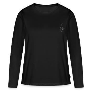 Daumen hoch - alles gut! - Frauen Premium Bio Langarmshirt - Schwarz - Vorne - Julia (174cm)